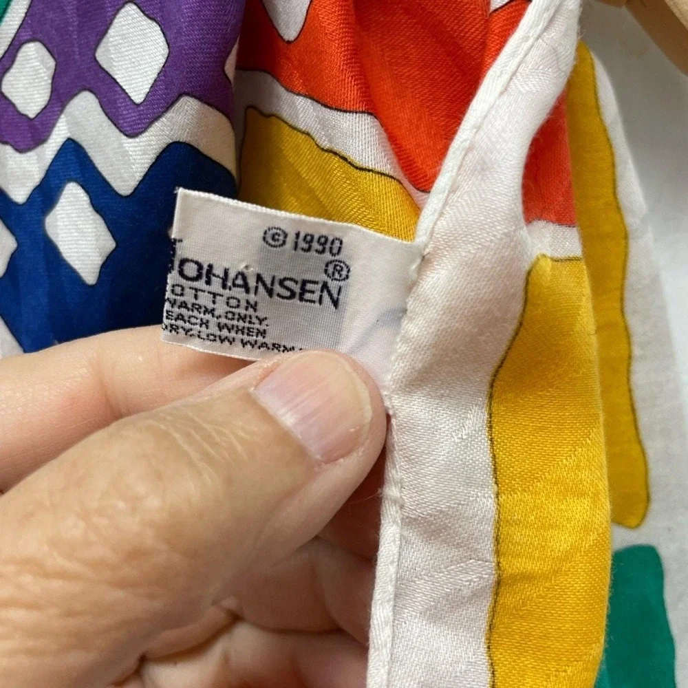 Ginnie Johansen  Abstract Geometric Scarf Womens Colorful Retro‎ Vintage 90s